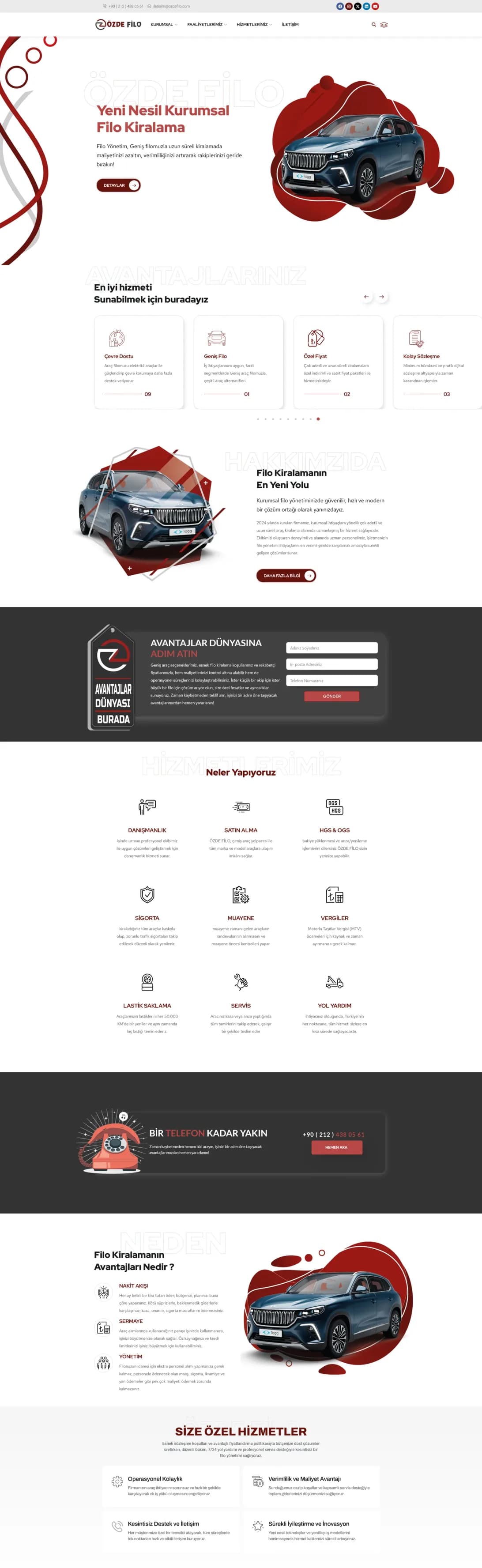Özde Filo web sitesinin ana sayfası